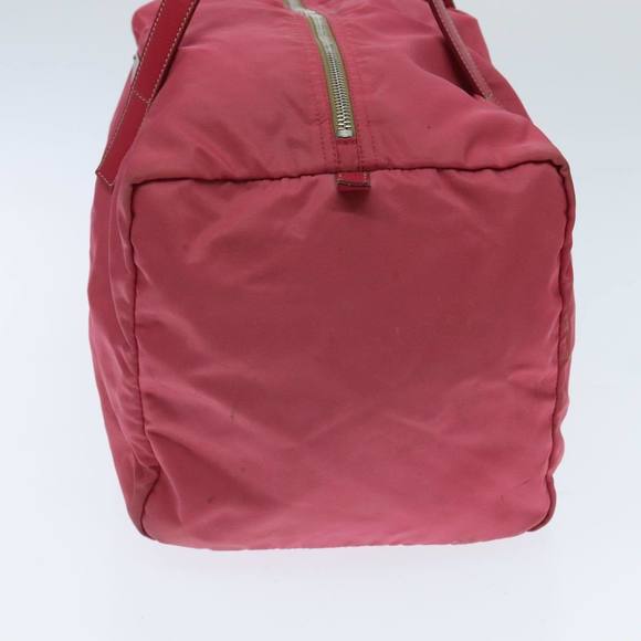PRADA Boston Bag Nylon Pink Silver Auth 96025 - Picture 3 of 16